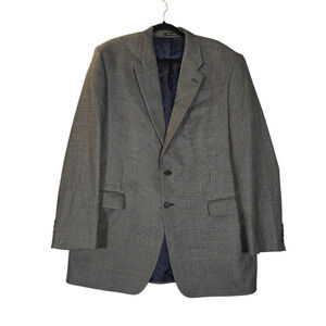 Vtg Lauren Ralph Lauren Mens 46L Blazer Silk Wool‎ Grey Houndstooth Union Made